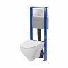 CERSANIT - Set B995 - stelaż podtynkowy SYSTEM 40 MECH + miska zawieszana bezkołnierzowa MILLE CleanOn + deska duroplastowa SLIM WRAP antybakteryjna, wolnoopadająca, z funkcją łatwego wypinania + przycisk spłukujący chrom błyszczący  S701-780